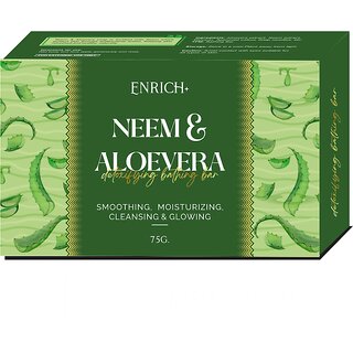 Enrrich One Neem  Aloevera  Soap(Pack of 3) Smoothing, Mosturizing, Cleansing  Glowing 75gm