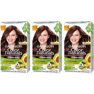                       Garnier Color Naturals Cream Light Brown 5 Hair Color - 70ml+60g (Pack Of 3)                                              