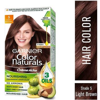                       Garnier Color Naturals Cream Hair Color, Light Brown (5) 70 ml + 60 g                                              
