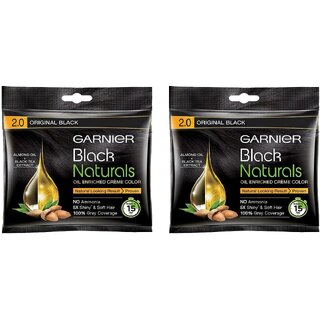                       Garnier Black Naturals Original Black 2.0 Creme Color - 20ml+20g (Pack Of 2)                                              