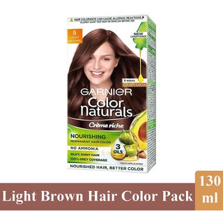 Garnier Naturals Cream Hair Color, Light Brown - Pack Of 1 (130ml) Garnier Naturals Cream Hair Color, Light Brown - Pack Of 1 (130ml)