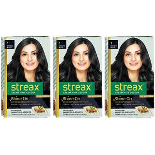 Streax Natural Black 1 Cream Hair Colour - 25g+25ml (Pack Of 1)