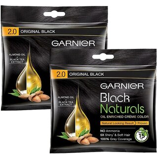                       Garnier Naturals Creme Hair Color, Original Black - Pack Of 2 (40ml)                                              