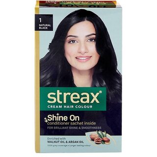 Streax Natural Black Cream Hair Colour (25g+25ml)