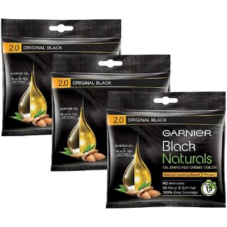                       Garnier Naturals Creme Hair Color, Original Black - Pack Of 3 (40ml)                                              