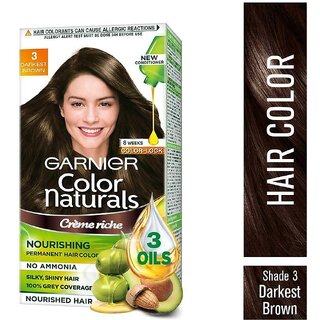                       Garnier Color Naturals Cream Hair Color, Dark Brown (3) 70 ml + 60 g                                              
