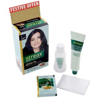 Natural Black 1 Cream Streax Hair Colour - 25g+25ml