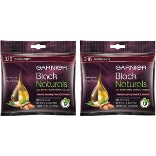                       Garnier Black Naturals Burgundy 3.16 Crme Riche Hair Color - 20ml+20g (Pack Of 2)                                              