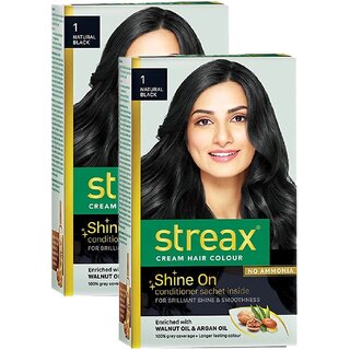                       Streax Natural Black Hair Colour - Pack Of 2 (25g+25ml)                                              
