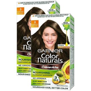                       Garnier Naturals Cream Hair Color, Dark Brown - Pack Of 2 (130ml)                                              