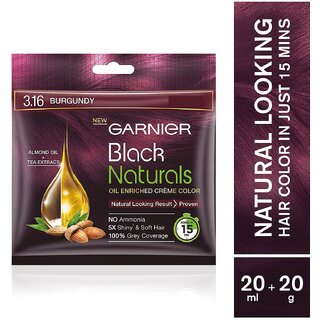 Garnier Black Naturals Crme Riche Hair Color, Burgundy (3.16) 20ml + 20g Garnier Black Naturals Crme Riche Hair Color, Burgundy (3.16) 20ml + 20g
