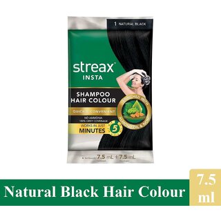 Streax Natural Black Hair Colour - Pack Of 1 (7.5g+7.5ml)
