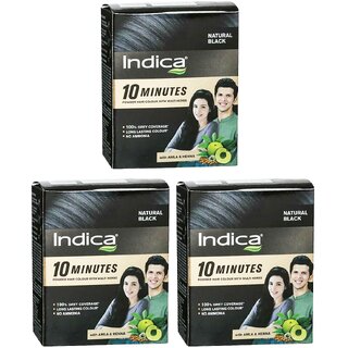 Indica Natural Black Powder Hair Colour - 40g (Pack Of 3)