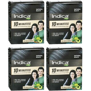                       Indica Natural Black Powder Hair Colour - 40g (Pack Of 4)                                              