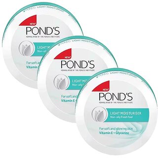                       Ponds Light Moisturiser Cream - Pack Of 3 (25ml)                                              
