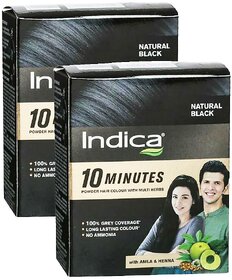 Indica Natural Black PowderHerbal Hair Colour - Pack Of 2 (40g)