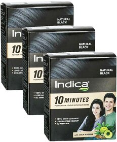 Indica Natural Black PowderHerbal Hair Colour - Pack Of 3 (40g)