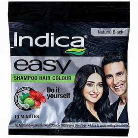 Indica Easy Shampoo Based Hair Colour 1 Natural Black (18ml)