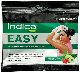 Indica Easy Shampoo Hair Color (Natural Black - 18ml)