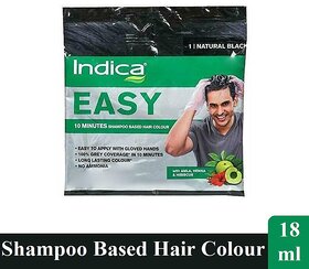 Indica Easy Shampoo Based Hair Colour Natural Black - Pack Of 1 (18ml)