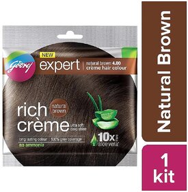 Godrej Rich Creme Natural Brown 4.0 Creme Hair Colour - 20g+20ml