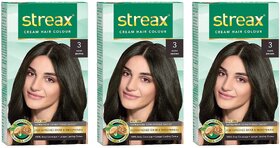 Streax Dark Brown 3 Cream Hair Colour - 50g+50ml (Pack Of 3)