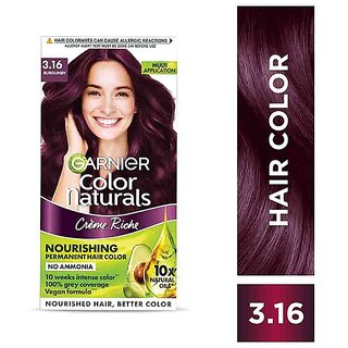 Garnier Color Naturals Cream Hair Color, Burgundy (3.16) 35ml + 30g Garnier Color Naturals Cream Hair Color, Burgundy (3.16) 35ml + 30g