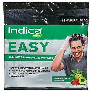                      Indica Easy Natural Black Shampoo Based Hair Colour - 18ml                                              