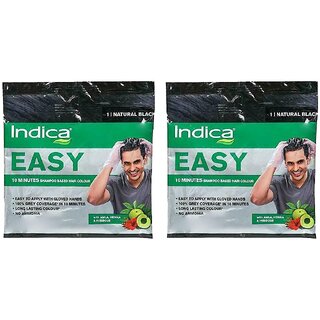 Indica Easy Natural Black Shampoo Based Hair Colour - 18ml (Pack Of 2)