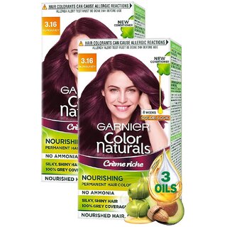                       Garnier Naturals Cream Hair Color, Burgundy - Pack Of 2 (75ml)                                              