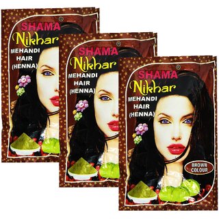                       Shama Nikhar Brown Henna Hair Colour - Pack Of 3 (45g)                                              