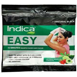 Indica Easy Shampoo Hair Color (Natural Black - 18ml)