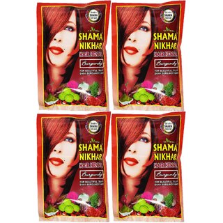                       Shama Nikhar Henna Burgundy Hair Colour - 50g (Pack Of 4)                                              