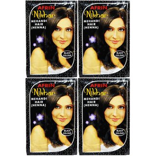 Afrin Nikhar Mehandi Henna Hair Black Colour - 40g (Pack Of 4) Afrin Nikhar Mehandi Henna Hair Black Colour - 40g (Pack Of 4)