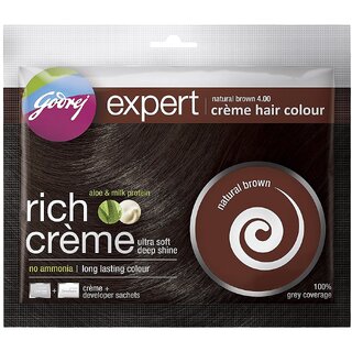 Godrej Rich Creme Natural Brown 4.0 Hair Colour - 20g+20ml Godrej Rich Creme Natural Brown 4.0 Hair Colour - 20g+20ml