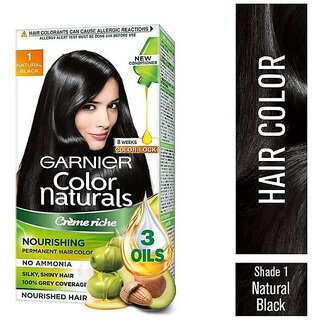                       Garnier Color Naturals Cream Hair Color, Natural Black (1) 35 ml + 30 g                                              