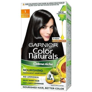                       Garnier Color Naturals Natural Black Creme Riche Hair Color - 75ml                                              