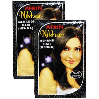 Afrin Nikhar Henna Hair Black Colour - Pack Of 2 (40g) Afrin Nikhar Henna Hair Black Colour - Pack Of 2 (40g)