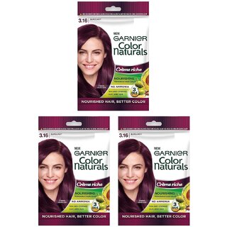                       Garnier Color Naturals Burgundy 3.16 Crme Riche Hair Color - 30ml+30g (Pack Of 3)                                              