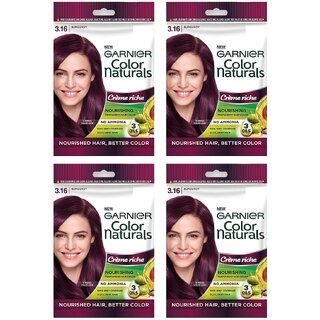                       Garnier Color Naturals Burgundy 3.16 Crme Riche Hair Color - 30ml+30g (Pack Of 4)                                              