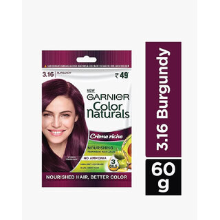                       Garnier Color Naturals Crme Riche Hair Color, Burgundy (3.16) 30ml + 30g                                              