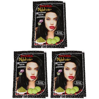                       Shama Nikhar Mehandi Henna Black Colour Hair - 45g (Pack Of 3)                                              