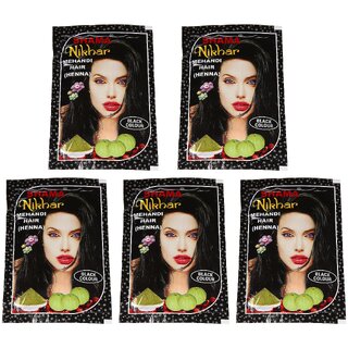                       Shama Nikhar Mehandi Henna Black Colour Hair - 45g (Pack Of 5)                                              