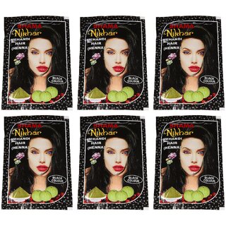                       Shama Nikhar Mehandi Henna Black Colour Hair - 45g (Pack Of 6)                                              