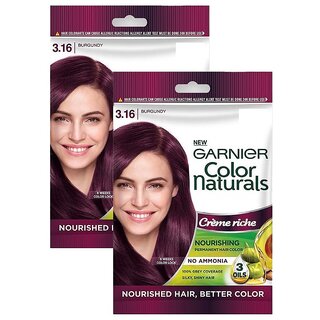 Garnier Color Naturals Crme Riche Hair Color, Burgundy - Pack Of 2 (60ml)