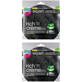                       Godrej Rich Creme Natural Black 1.0 Hair Colour - 20g+20ml (Pack Of 2)                                              