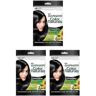                       Garnier Black Naturals Deep Black 1 Creme Color - 20ml+20g (Pack Of 3)                                              