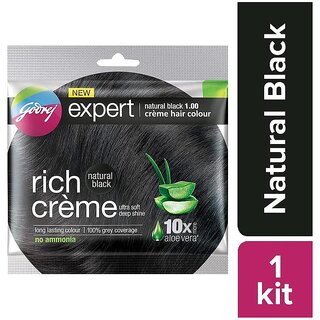                       Godrej Rich Creme Natural Black 1.0 Creme Hair Colour - 20g+20ml                                              