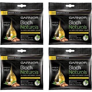                       Garnier Color Naturals Brown Black 1 Crme Hair Color - 20ml+20g (Pack Of 4)                                              