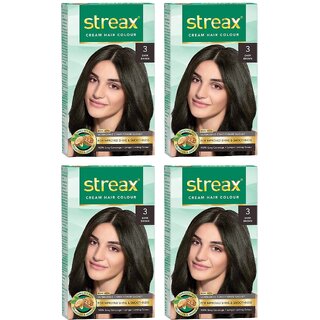 Streax Dark Brown 3 Cream Hair Colour - 50g+50ml (Pack Of 4) Streax Dark Brown 3 Cream Hair Colour - 50g+50ml (Pack Of 4)